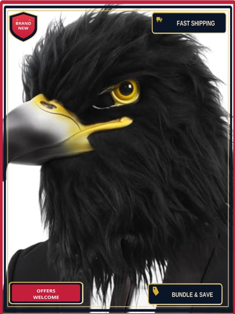 Latex Eagle Mask 3D Realistic Feather Adult Halloween Costume Prop